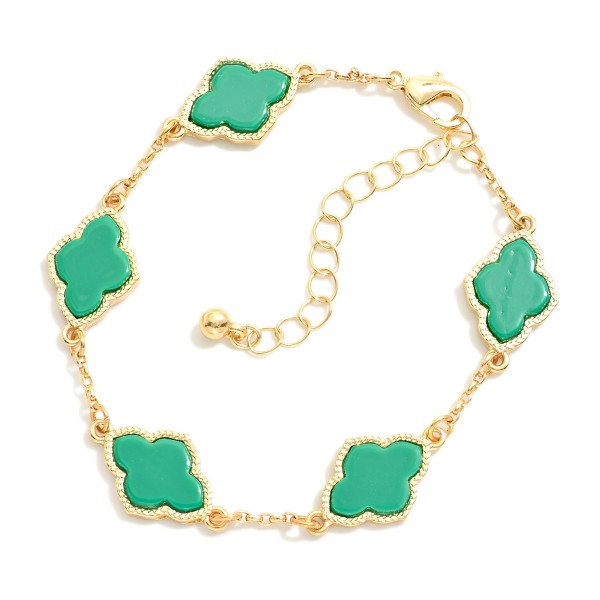 Wholesale linked Clover Bracelet Glass Stone D Extender L