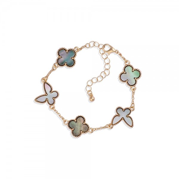 Wholesale linked Clover Bracelet Butterfly D Extender L