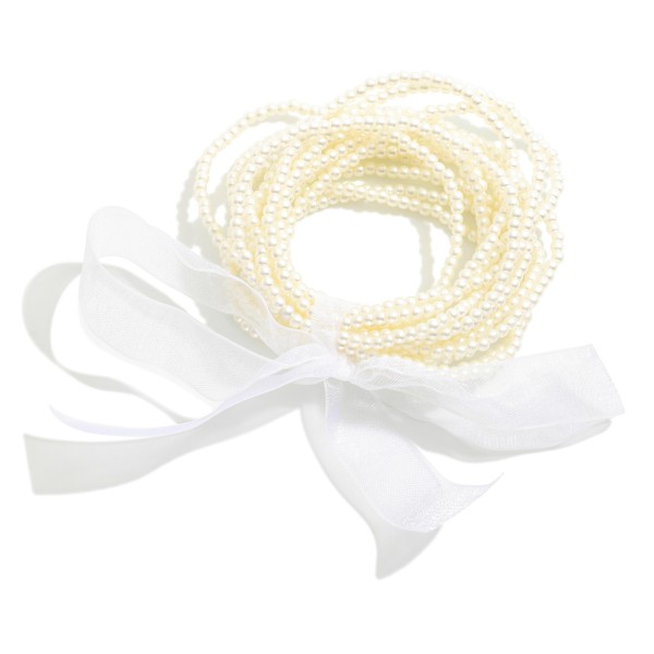 Wholesale set Fifteen Pearl Beaded Stretch Bracelets D