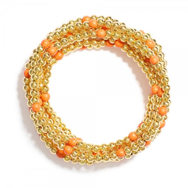 Wholesale set Seven Metal Beaded Bracelets Stone Beads D