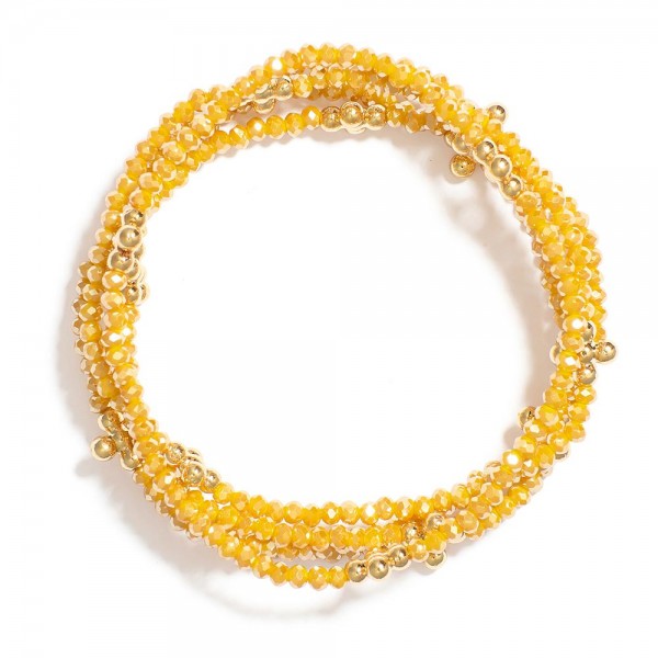 Wholesale set Five Beaded Stretch Bracelets Faceted Beads Metal Bubble Criss Cro