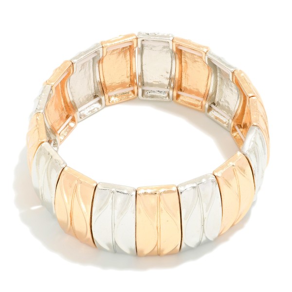 Wholesale metal Stretch Bangle Bracelet Wave Accent D