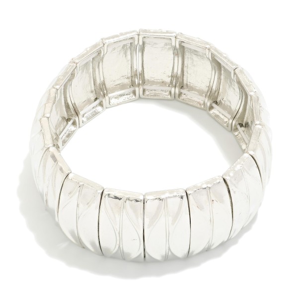 Wholesale metal Stretch Bangle Bracelet Wave Accent D