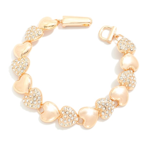 Wholesale metal Linked Heart Bracelet Rhinestones L