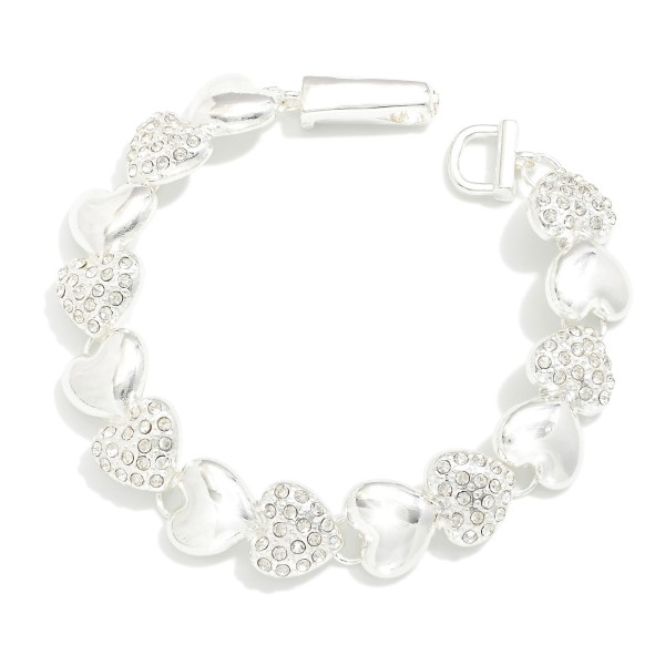 Wholesale metal Linked Heart Bracelet Rhinestones L