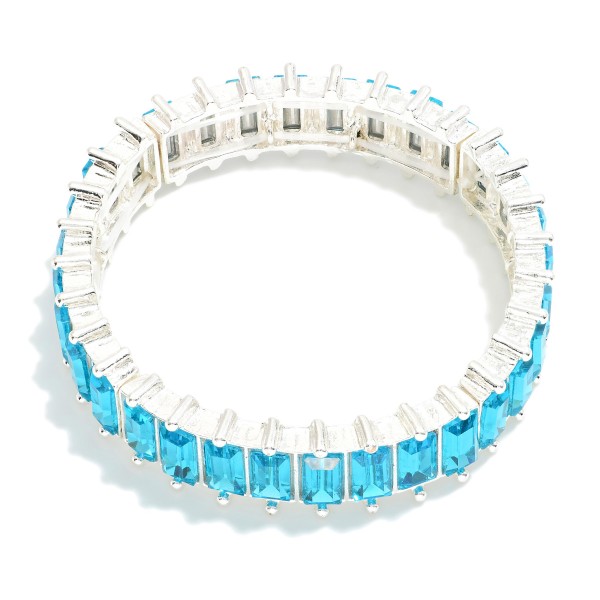 Wholesale linked Rectangle Cut Glass Crystal Rhinestones Stretch Bracelet D