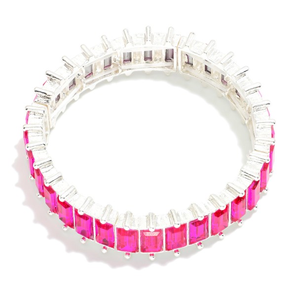 Wholesale linked Rectangle Cut Glass Crystal Rhinestones Stretch Bracelet D