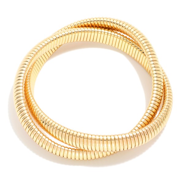 Wholesale two Intertwined Metal Cobra Stretch Bracelets D
