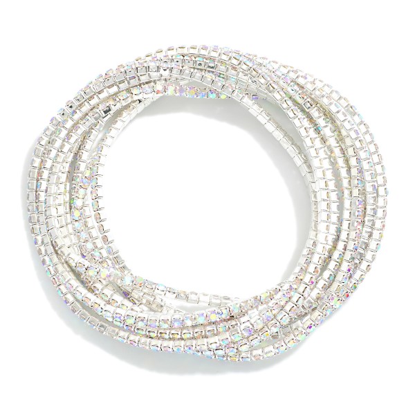 Set of Ten Linked Rhinestone Stretch Bracelets

- Approximately 2.5" D