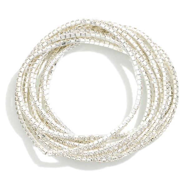Wholesale set Ten Linked Rhinestone Stretch Bracelets D