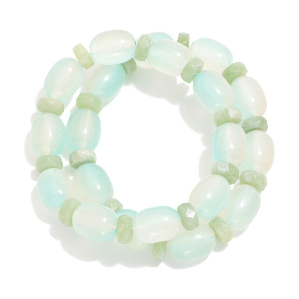 Wholesale set Two Glass Pebble Stretch Bracelets D