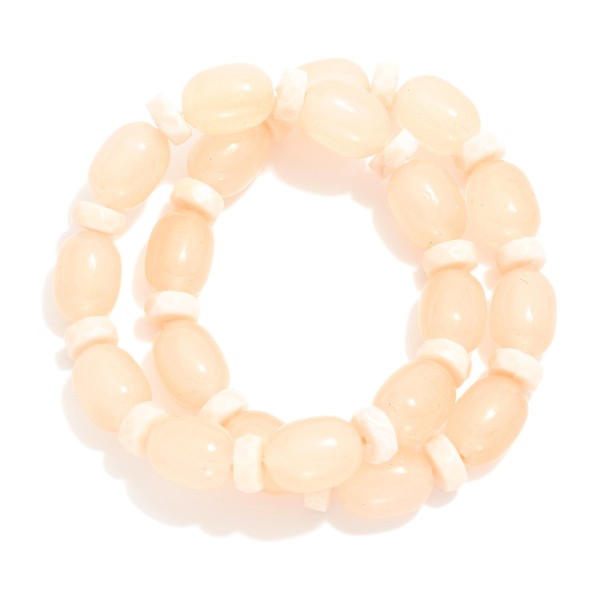 Wholesale set Two Glass Pebble Stretch Bracelets D