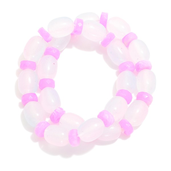 Wholesale set Two Glass Pebble Stretch Bracelets D