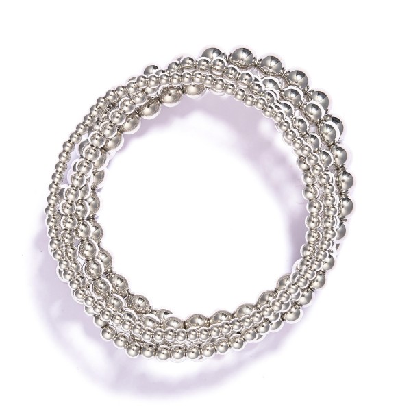 Wholesale set Five Metal Beaded Stretch Bracelets L