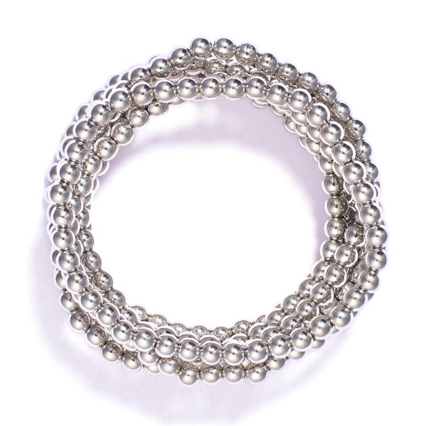 Wholesale set Seven Metal Beaded Stretch Bracelets D