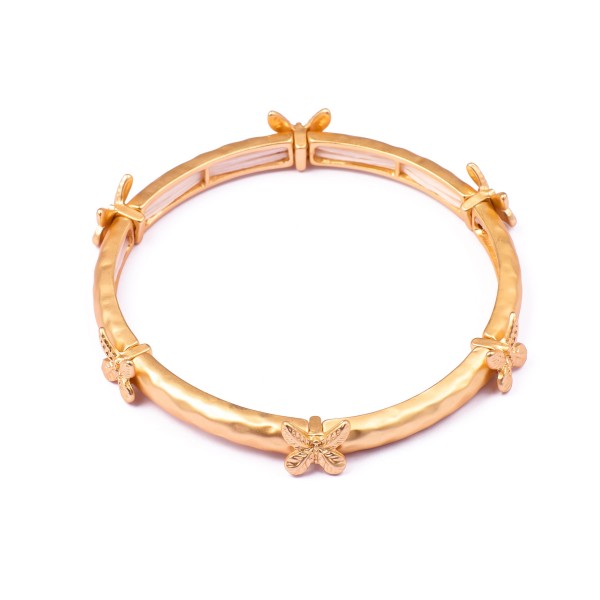 Wholesale hammered Metal Stretch Bracelet Butterfly Details D