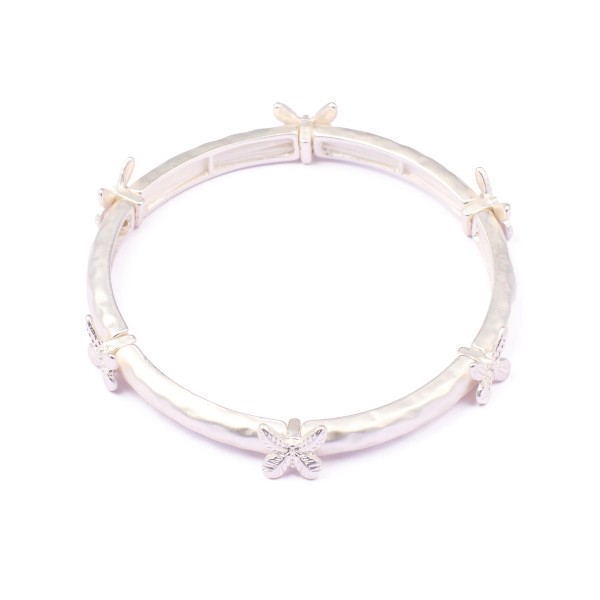 Wholesale hammered Metal Stretch Bracelet Butterfly Details D