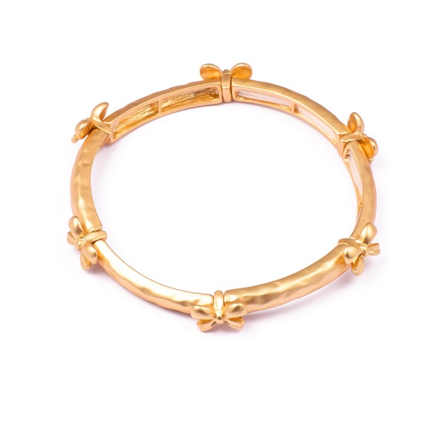 Wholesale hammered Metal Stretch Bracelet Bow Details D