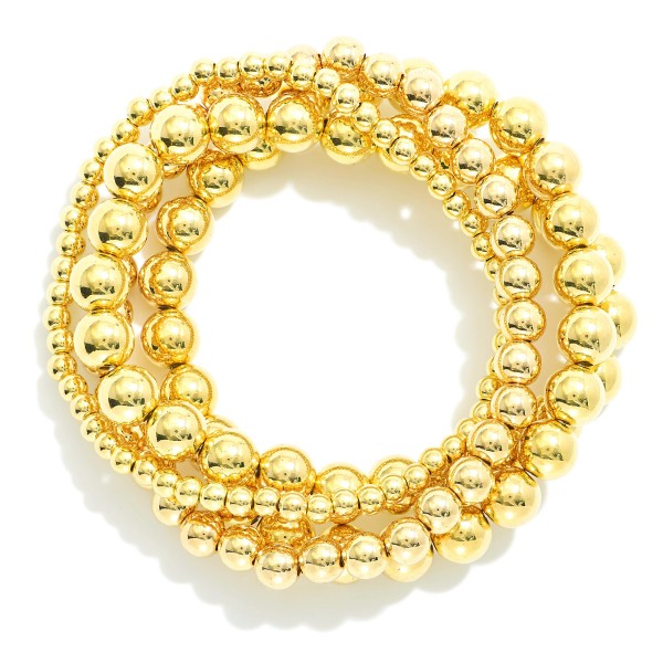 Wholesale set Four Metal Beaded Stretch Bracelets D