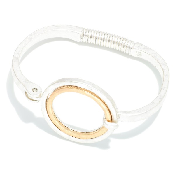 Wholesale hammered Metal Hinged Bangle Bracelet Nesting Circles Accent L