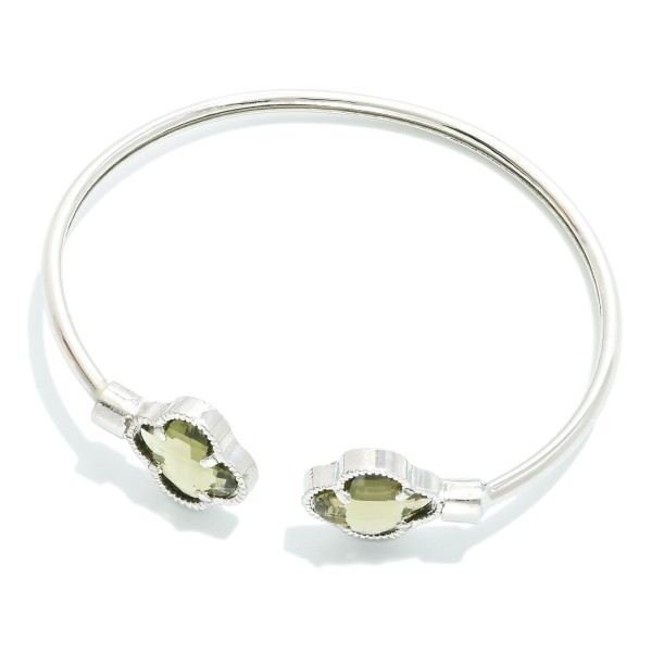 Wholesale metal Cuff Bracelet Glass Crystal Clover Accents D