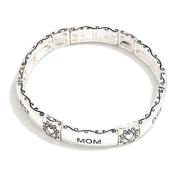 Wholesale metal BEST MOM EVER Stretch Bracelet D Card Reads MOM another word lov