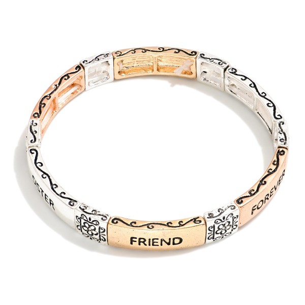 Wholesale metal Sister Friend Forever Stretch Bracelet D Card Reads Love Side si