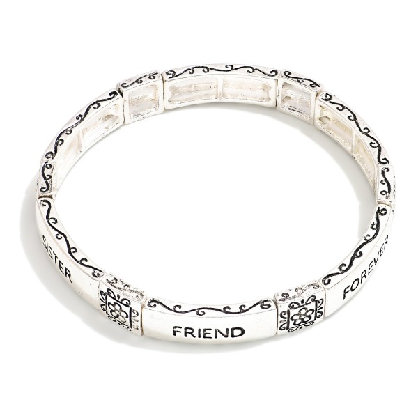 Wholesale metal Sister Friend Forever Stretch Bracelet D Card Reads Love Side si