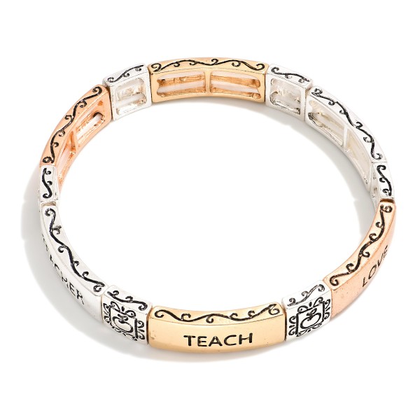 Wholesale metal TEACH LOVE TEACHER Stretch Bracelet D Card Reads Teaching greate