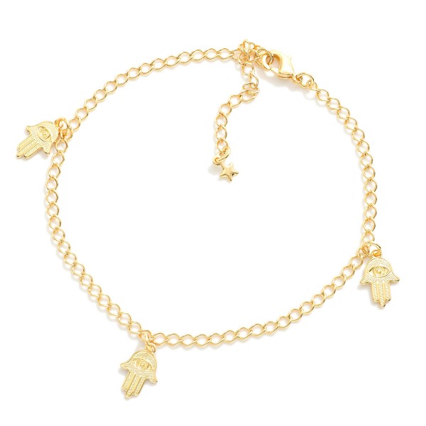 Wholesale chain Link Bracelet Metal Hamsa Hand Pendant L Extender L k Gold Hypoa