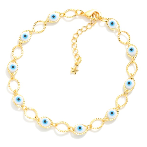 Wholesale textured Chain Link Bracelet Evil Eye Stations L Extender L k Gold Hyp