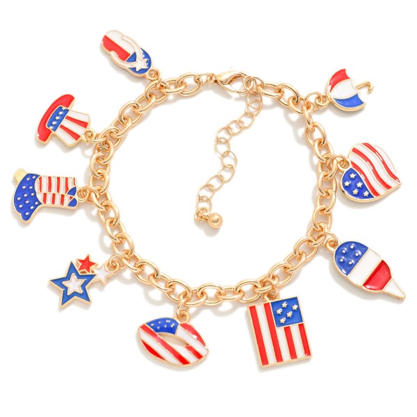 Wholesale chain Link Charm Bracelet Americana Enamel Charms D