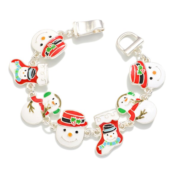 Wholesale linked Enamel Snowmen Chain Link Bracelet D