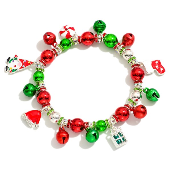 Wholesale jingle Bell Beaded Stretch Bracelet Enamel Christmas Charms D