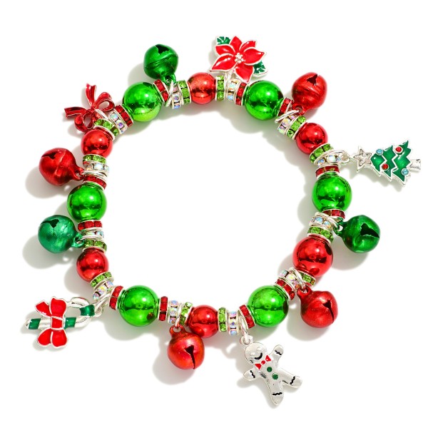 Wholesale jingle Bell Beaded Stretch Bracelet Enamel Christmas Charms D
