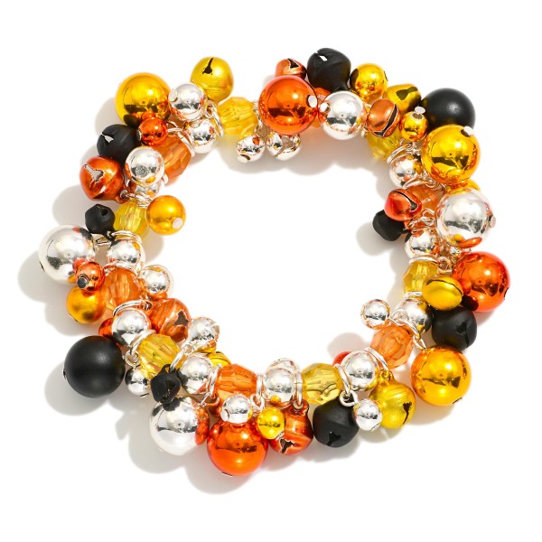 Wholesale halloween Beaded Jingle Bell Stretch Bracelet D
