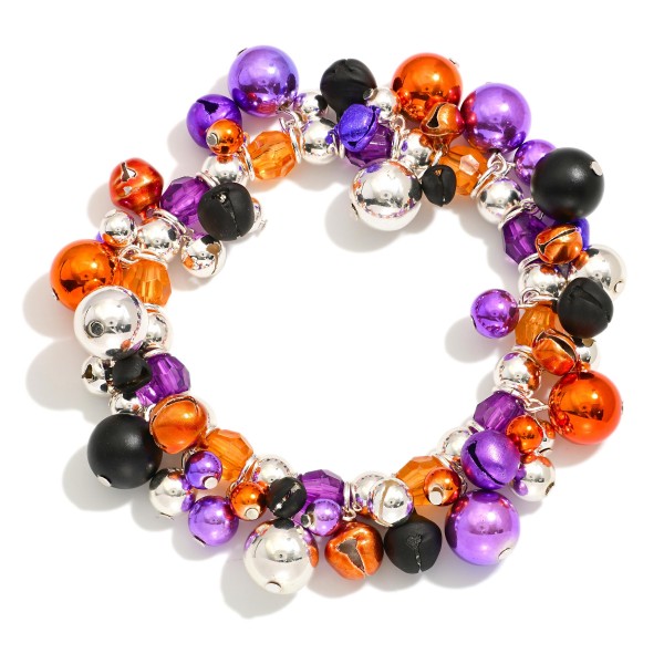 Wholesale halloween Beaded Jingle Bell Stretch Bracelet D