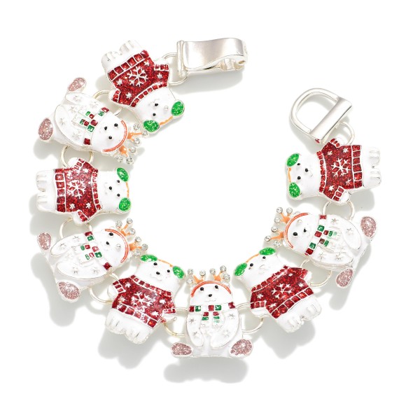 Wholesale linked Enamel Christmas Polar Bears Chain Link Bracelet D