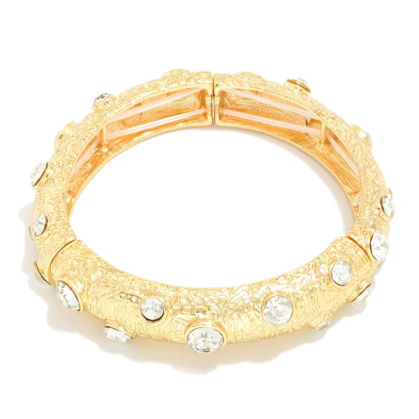 Wholesale textured Metal Stretch Bangle Bracelet Rhinestone Accents D