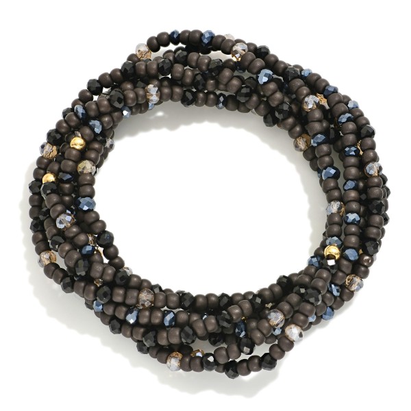 Wholesale set Seven Petite Bead Beaded Bracelets Faceted Beads D