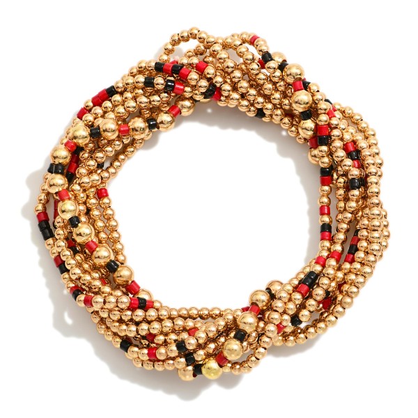 Set Of Nine Petite Bead Game Day Stretch Bracelets 
- Approximately 2.5" D