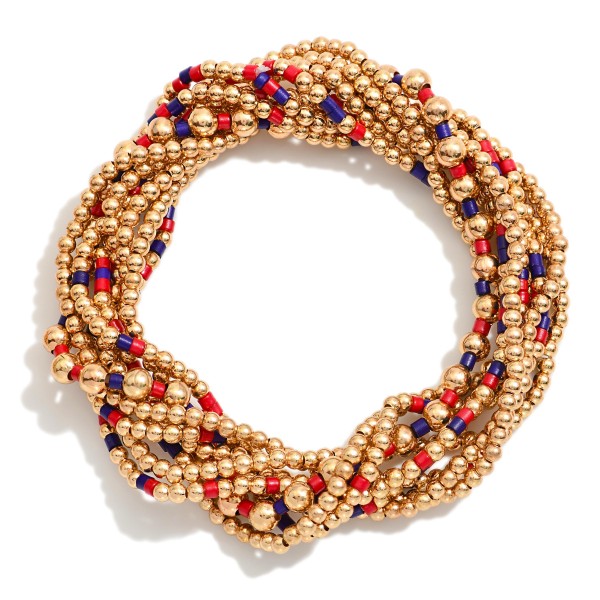 Set Of Nine Petite Bead Game Day Stretch Bracelets 

- Approximately 2.5" D