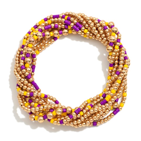 Set Of Nine Petite Bead Game Day Stretch Bracelets 

- Approximately 2.5" D