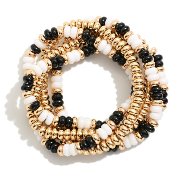 Set Of Five Beaded Game Day Stretch Bracelets 

- Approximately 3" D