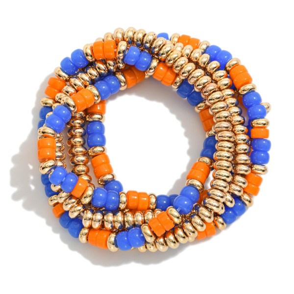 Set Of Five Beaded Game Day Stretch Bracelets 

- Approximately 3" D