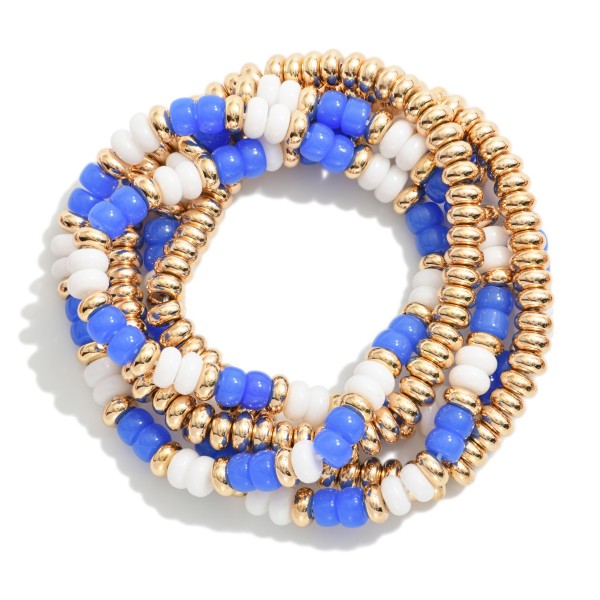 Set Of Five Beaded Game Day Stretch Bracelets 

- Approximately 3" D