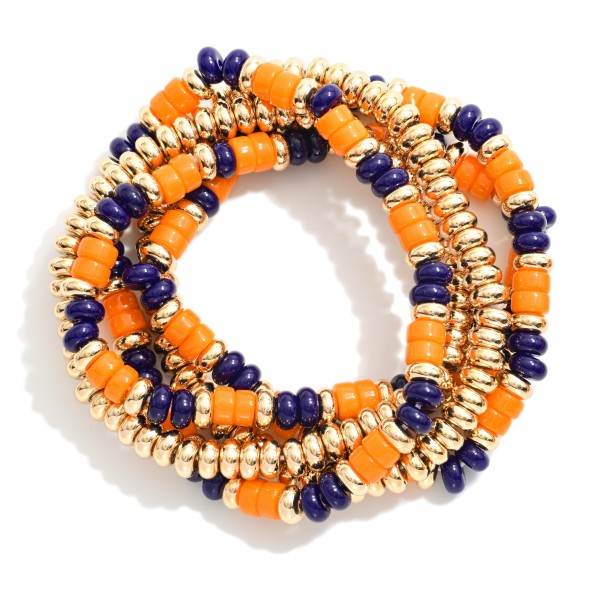 Set Of Five Beaded Game Day Stretch Bracelets 

- Approximately 3" D