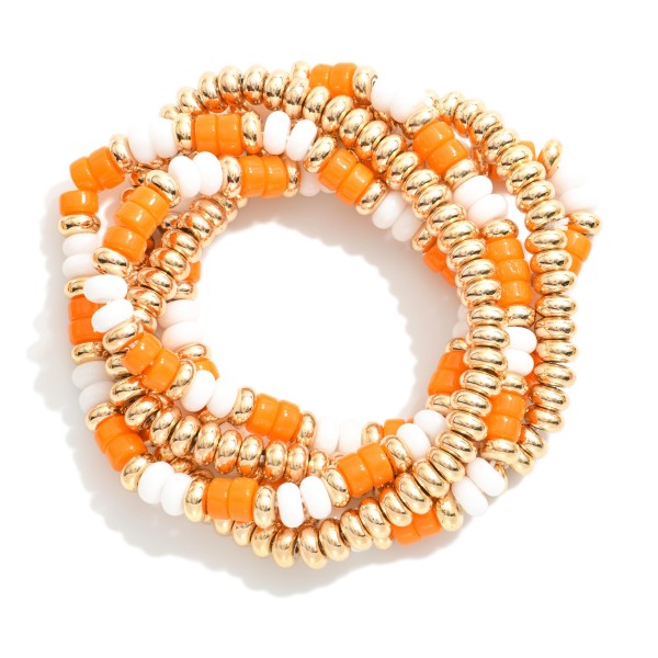 Set Of Five Beaded Game Day Stretch Bracelets 

- Approximately 3" D