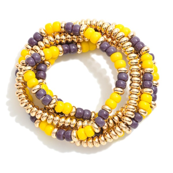 Set Of Five Beaded Game Day Stretch Bracelets 

- Approximately 3" D