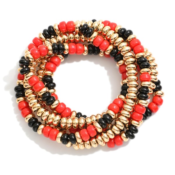 Set Of Five Beaded Game Day Stretch Bracelets 

- Approximately 3" D